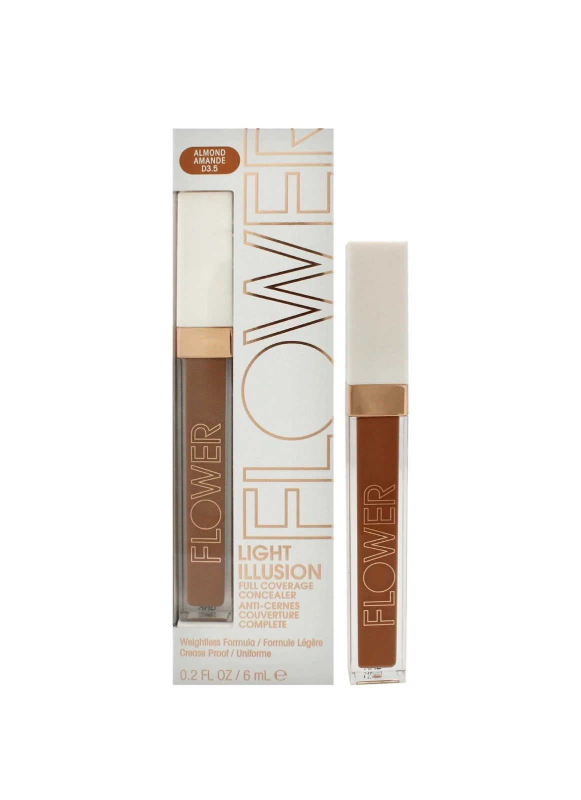 Light Illusion Full Coverage Concealer - D3.5 Almond by Flower Beauty for Women - 0.2 Oz Concealer