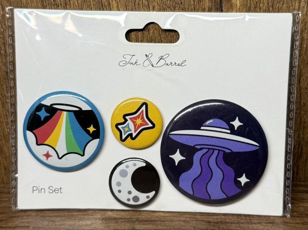 NEW Ink & Barrel Pin Set 4-Count Pinback Collectible Set Sealed