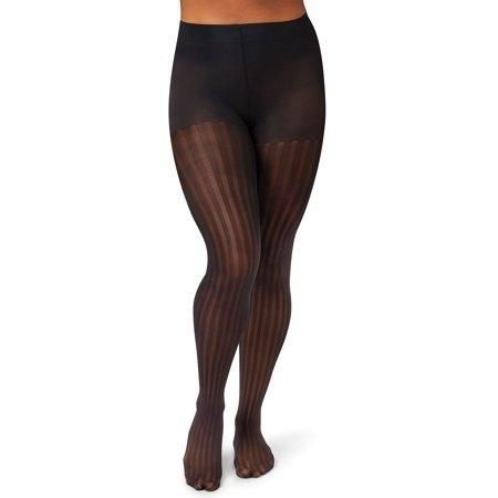 Hanes EcoSmart Women's Sheer Control Top Tights, Pinstripe Black L